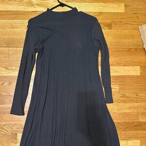 Pea Bee + Jae Grey Ribbed Midi Shell Dress Modal Mock Neck